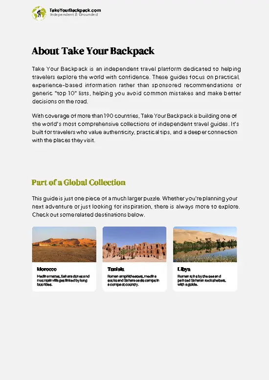 example page 1 from our offline Travel Guide for Algeria