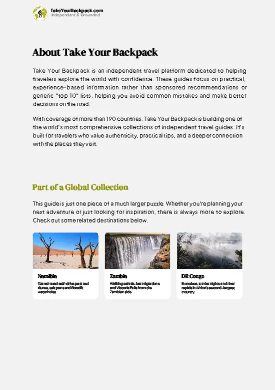 example page 1 from our offline Travel Guide for Angola
