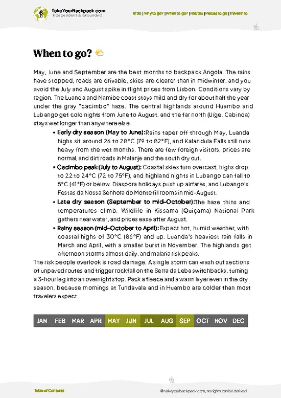 example page 3 from our offline Travel Guide for Angola