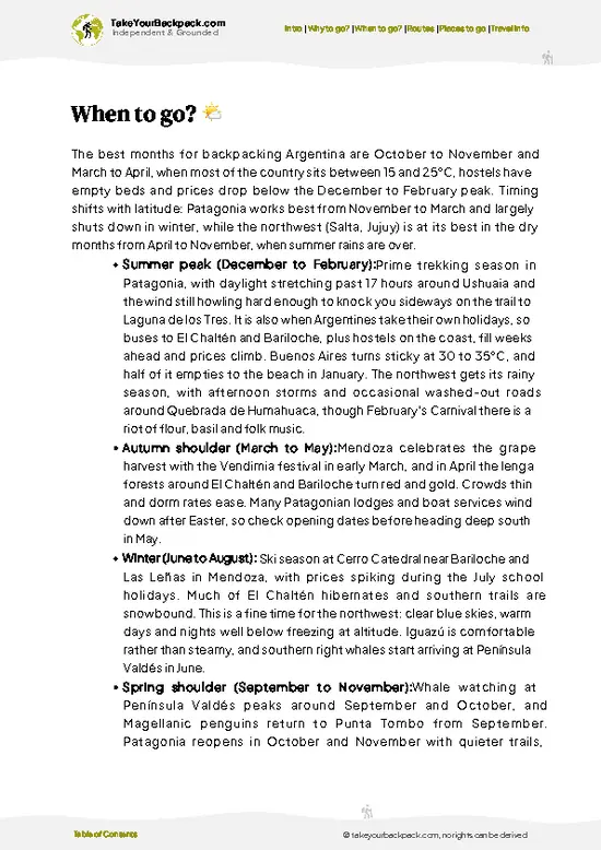 example page 3 from our offline Travel Guide for Argentina