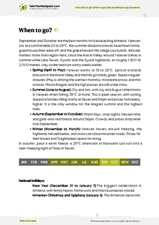 example page 3 from our offline Travel Guide for Armenia