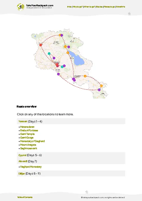 example page 4 from our offline Travel Guide for Armenia