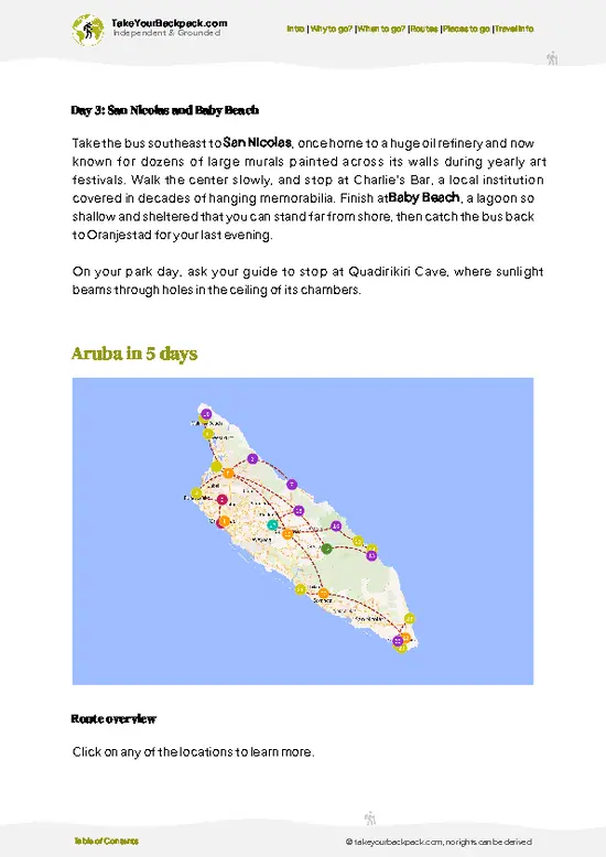 example page 4 from our offline Travel Guide for Aruba