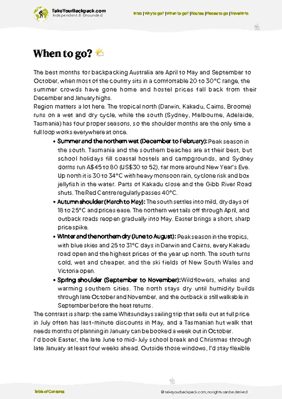 example page 3 from our offline Travel Guide for Australia