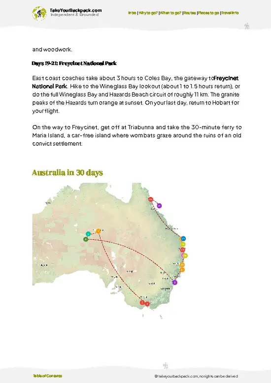 example page 4 from our offline Travel Guide for Australia