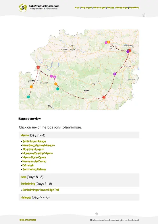 example page 4 from our offline Travel Guide for Austria