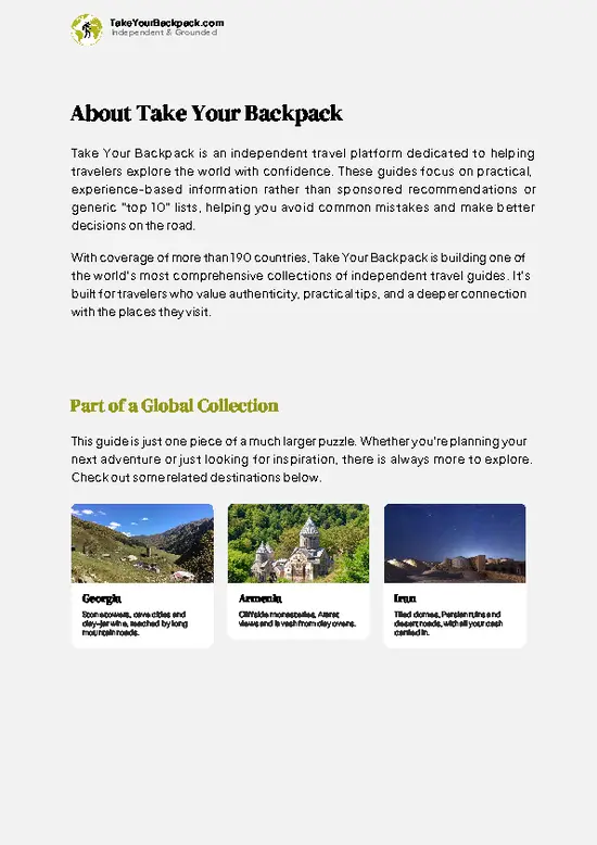 example page 1 from our offline Travel Guide for Azerbaijan