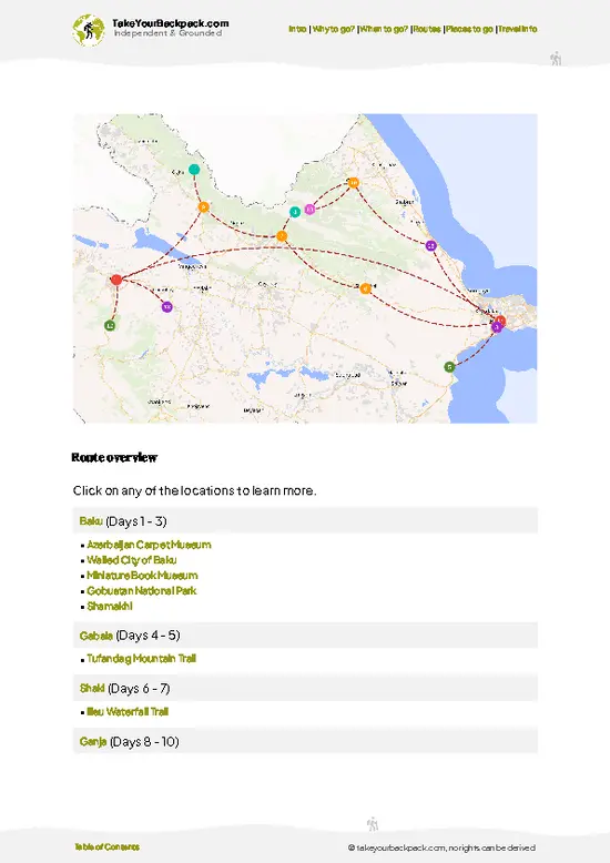 example page 4 from our offline Travel Guide for Azerbaijan