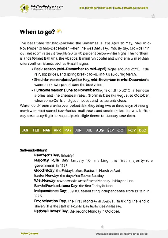 example page 3 from our offline Travel Guide for Bahamas