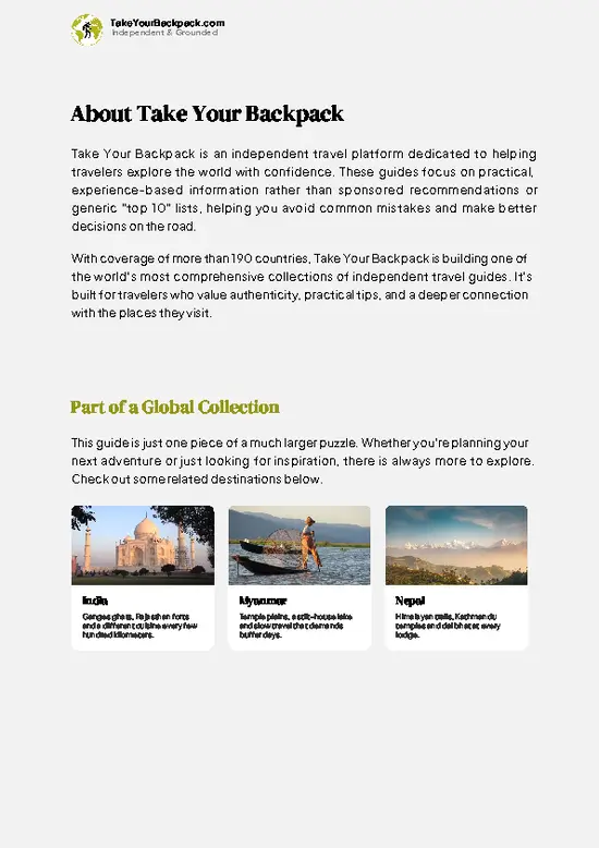 example page 1 from our offline Travel Guide for Bangladesh
