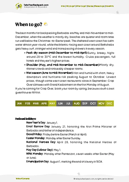 example page 3 from our offline Travel Guide for Barbados