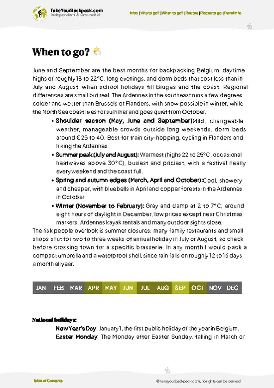 example page 3 from our offline Travel Guide for Belgium