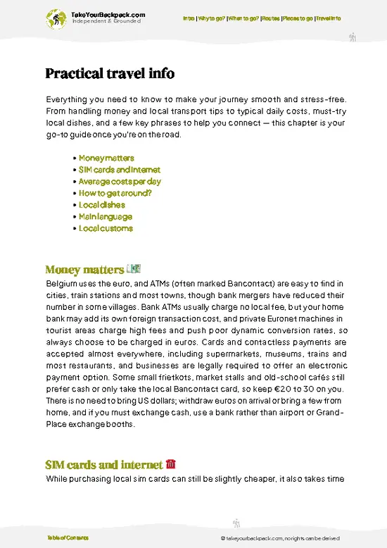 example page 7 from our offline Travel Guide for Belgium