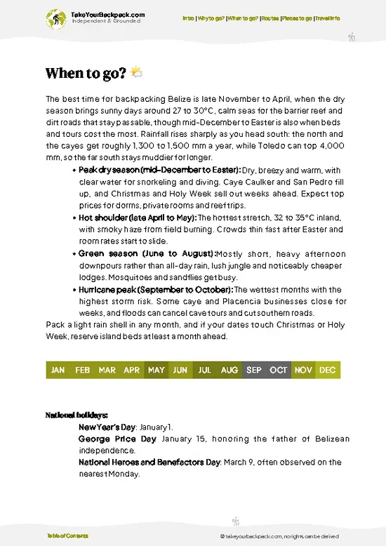 example page 3 from our offline Travel Guide for Belize