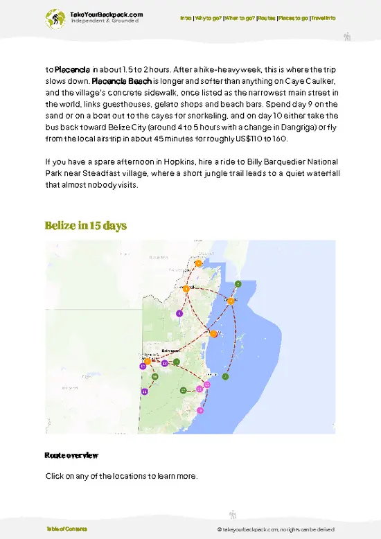 example page 4 from our offline Travel Guide for Belize