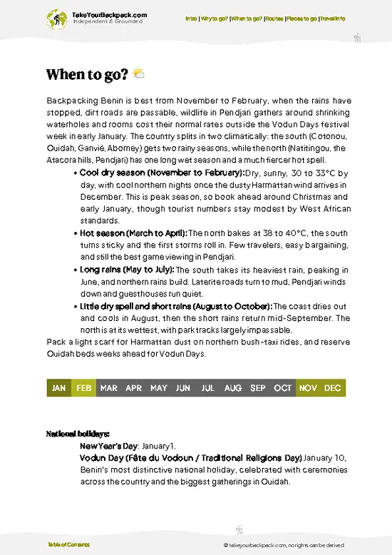 example page 3 from our offline Travel Guide for Benin