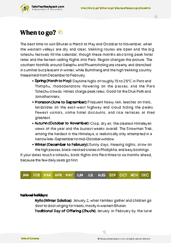example page 3 from our offline Travel Guide for Bhutan