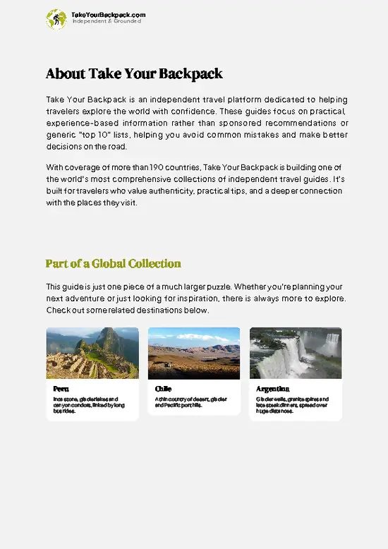 example page 1 from our offline Travel Guide for Bolivia