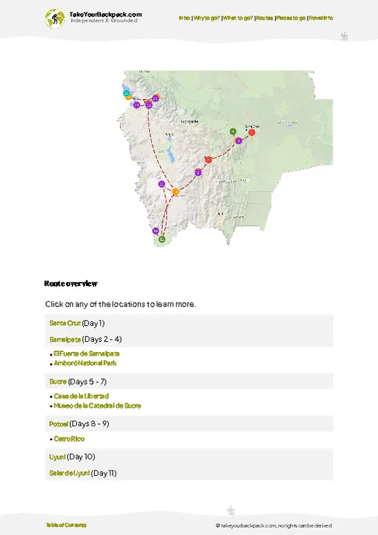 example page 4 from our offline Travel Guide for Bolivia