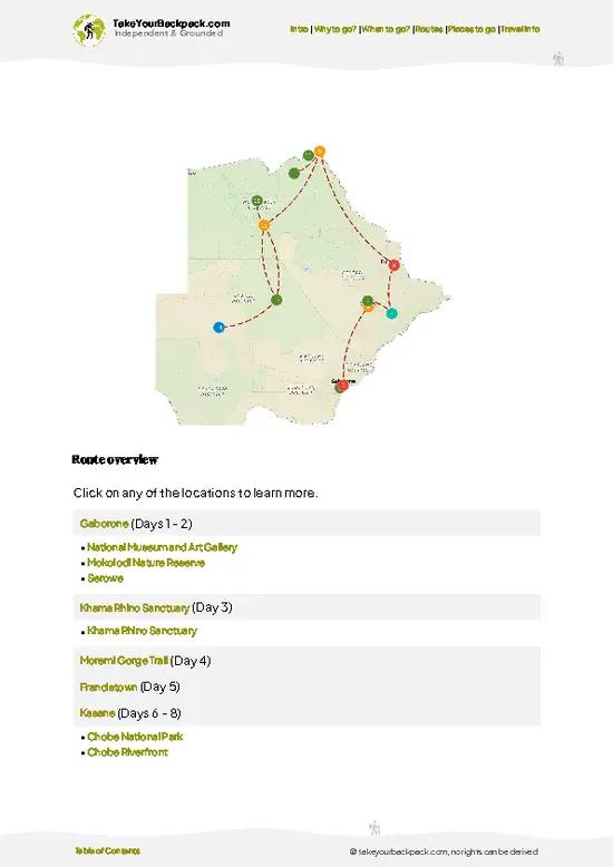 example page 4 from our offline Travel Guide for Botswana