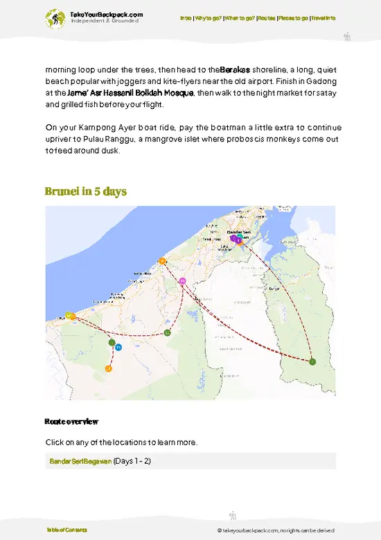 example page 4 from our offline Travel Guide for Brunei