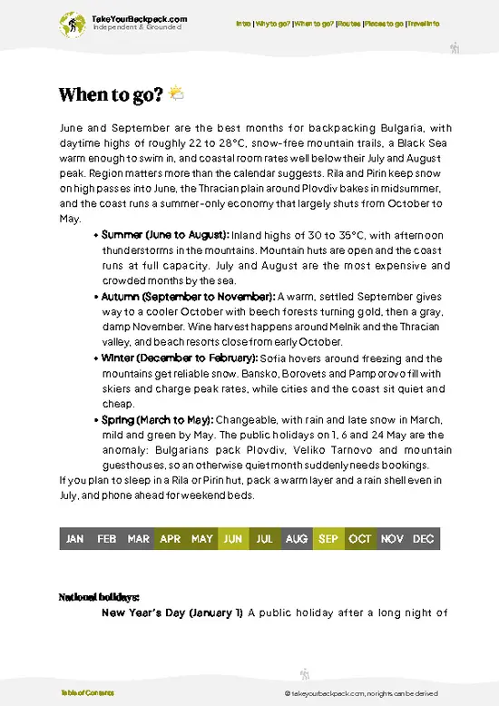 example page 3 from our offline Travel Guide for Bulgaria