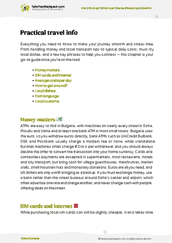 example page 7 from our offline Travel Guide for Bulgaria