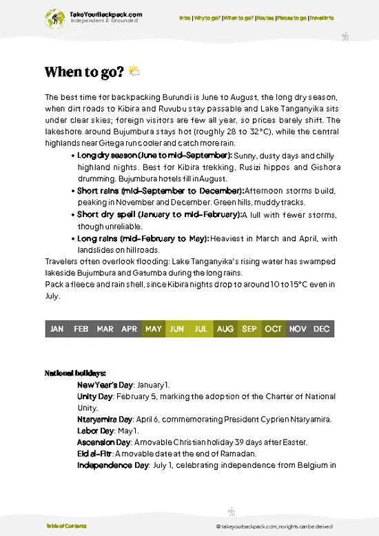 example page 3 from our offline Travel Guide for Burundi