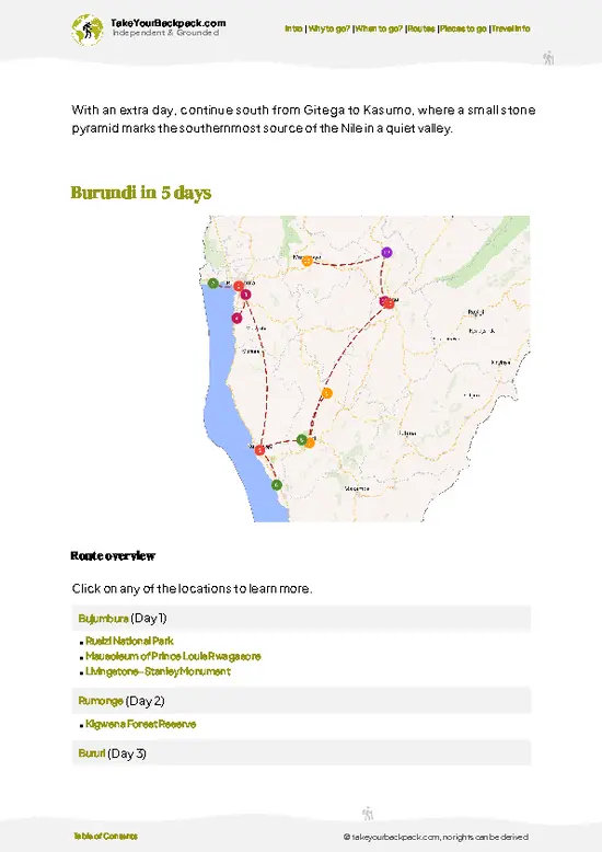 example page 4 from our offline Travel Guide for Burundi