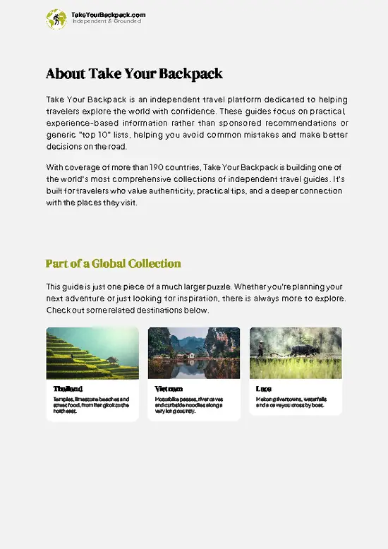 example page 1 from our offline Travel Guide for Cambodia
