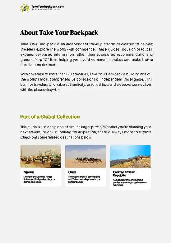example page 1 from our offline Travel Guide for Cameroon