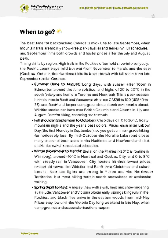 example page 3 from our offline Travel Guide for Canada