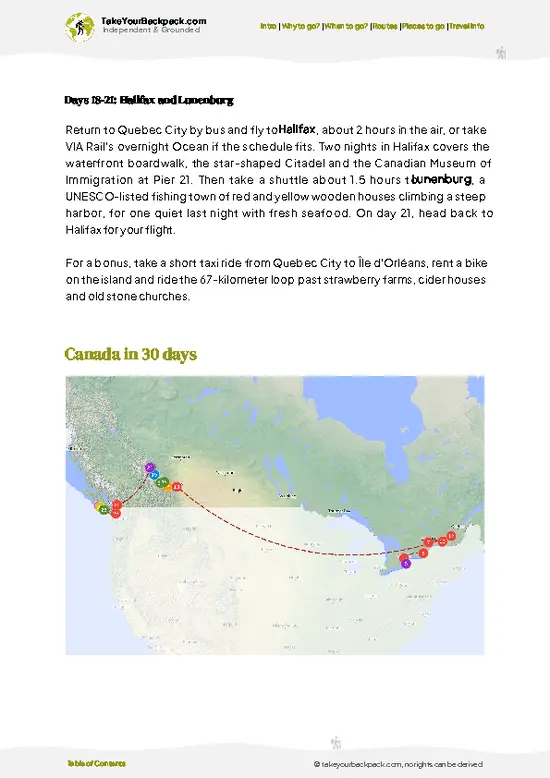 example page 4 from our offline Travel Guide for Canada