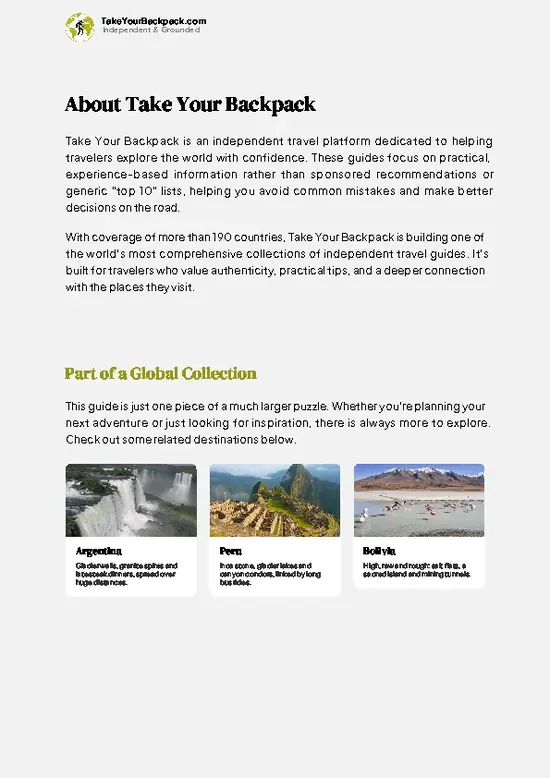 example page 1 from our offline Travel Guide for Chile