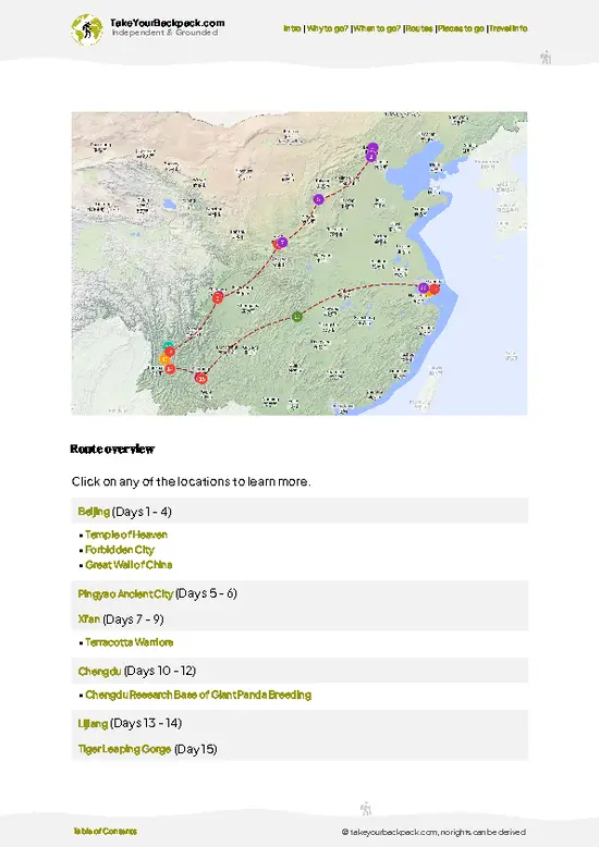 example page 4 from our offline Travel Guide for China