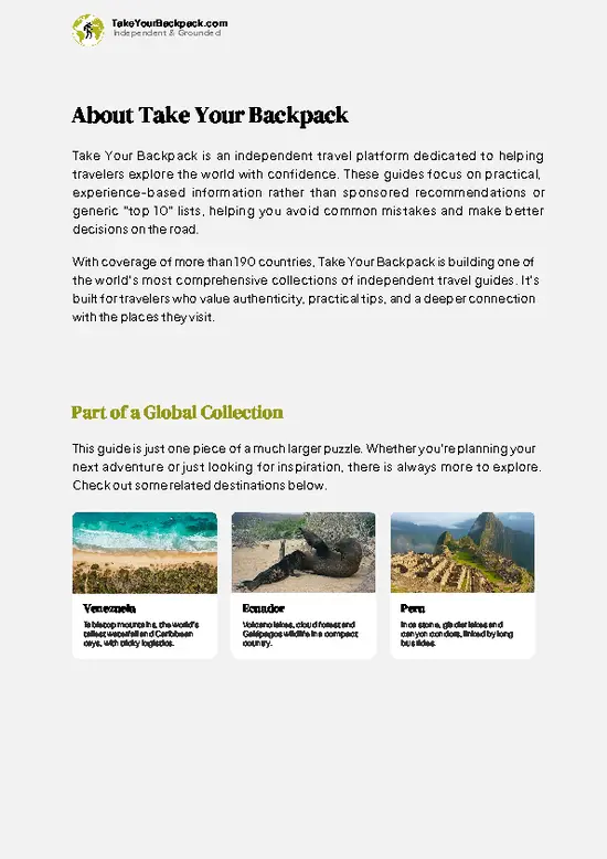 example page 1 from our offline Travel Guide for Colombia