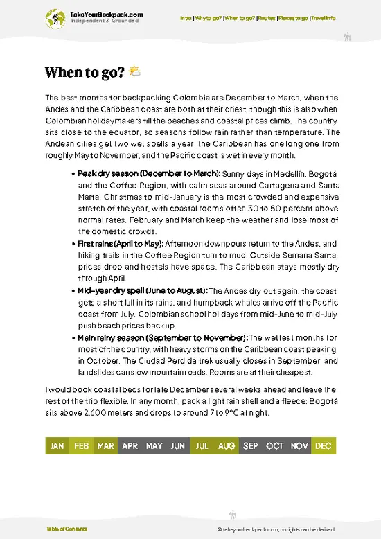 example page 3 from our offline Travel Guide for Colombia