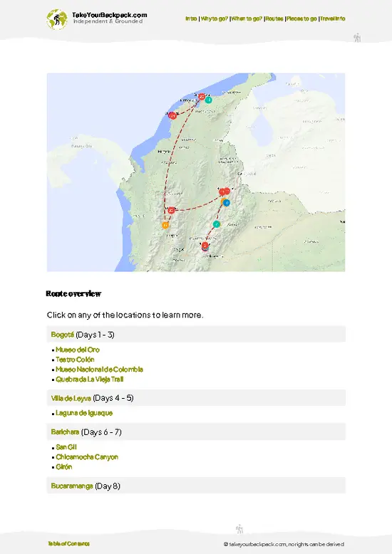 example page 4 from our offline Travel Guide for Colombia
