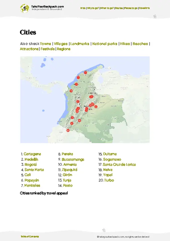 example page 6 from our offline Travel Guide for Colombia