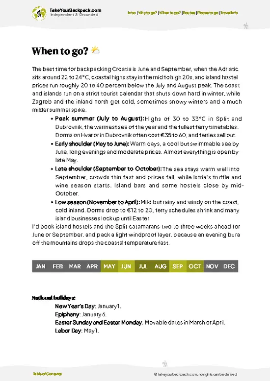 example page 3 from our offline Travel Guide for Croatia