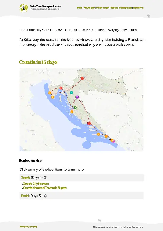 example page 4 from our offline Travel Guide for Croatia