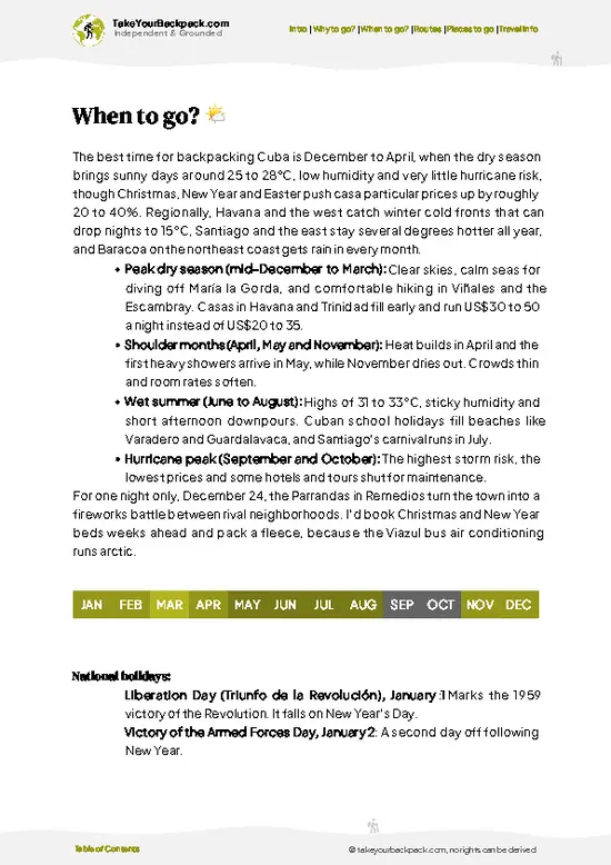 example page 3 from our offline Travel Guide for Cuba