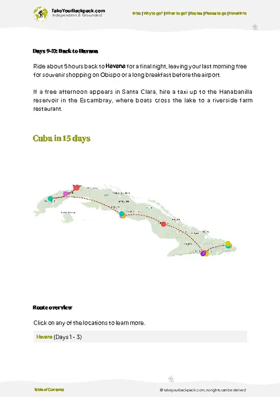 example page 4 from our offline Travel Guide for Cuba