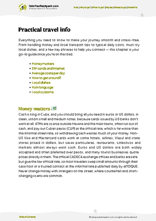 example page 7 from our offline Travel Guide for Cuba