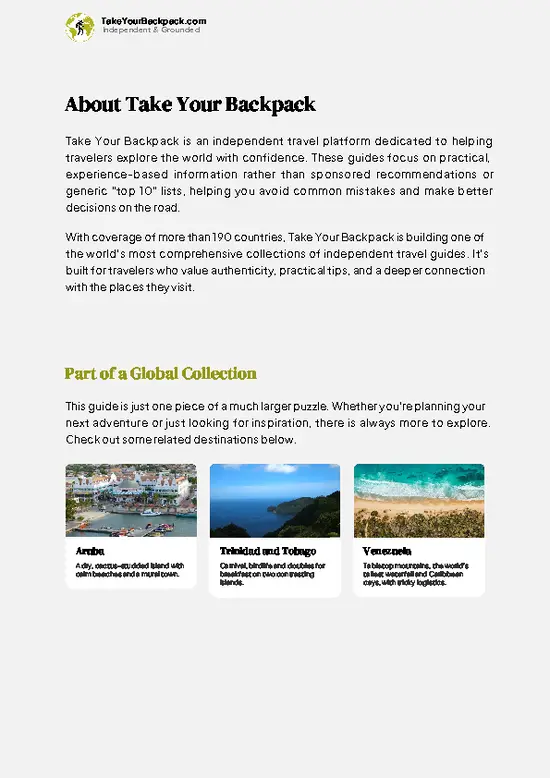 example page 1 from our offline Travel Guide for Curaçao