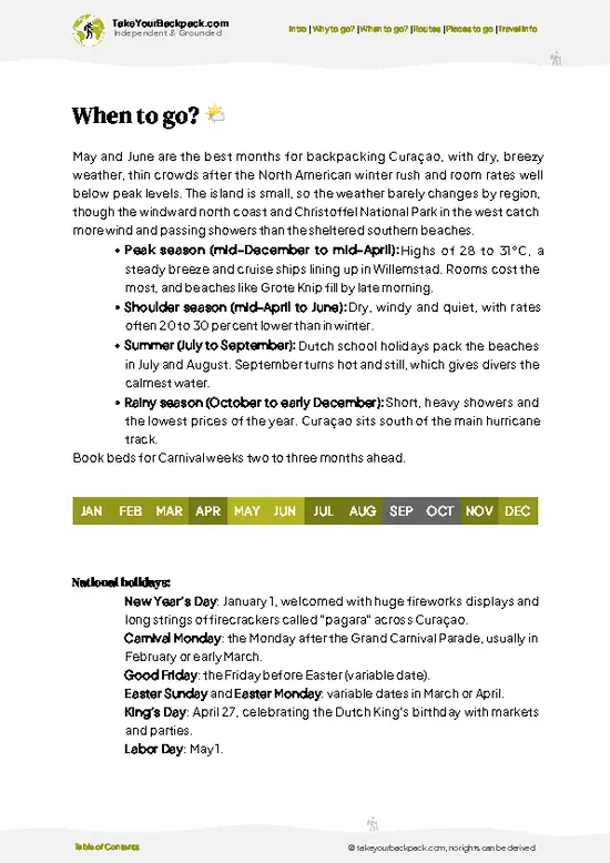 example page 3 from our offline Travel Guide for Curaçao