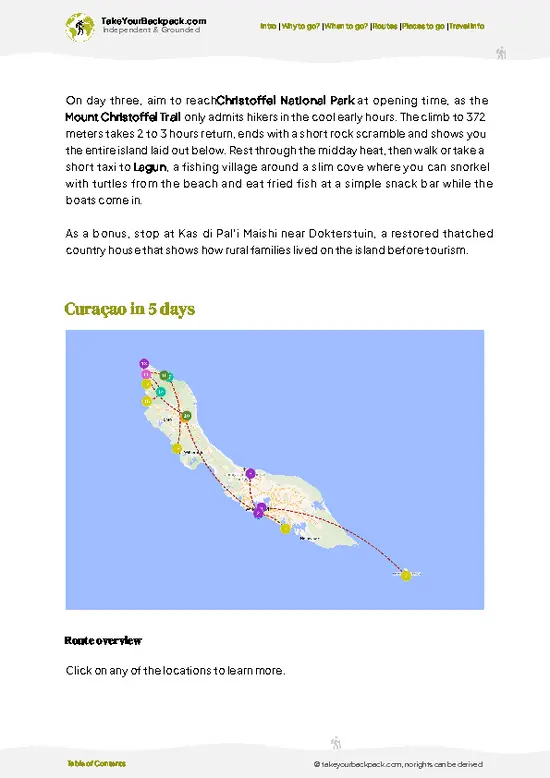example page 4 from our offline Travel Guide for Curaçao