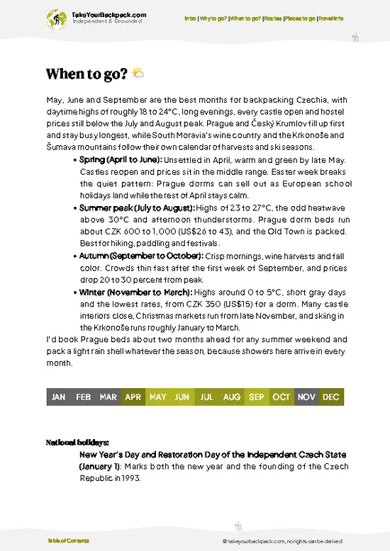 example page 3 from our offline Travel Guide for Czechia