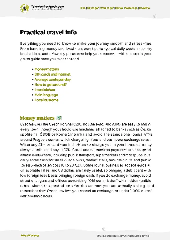 example page 7 from our offline Travel Guide for Czechia