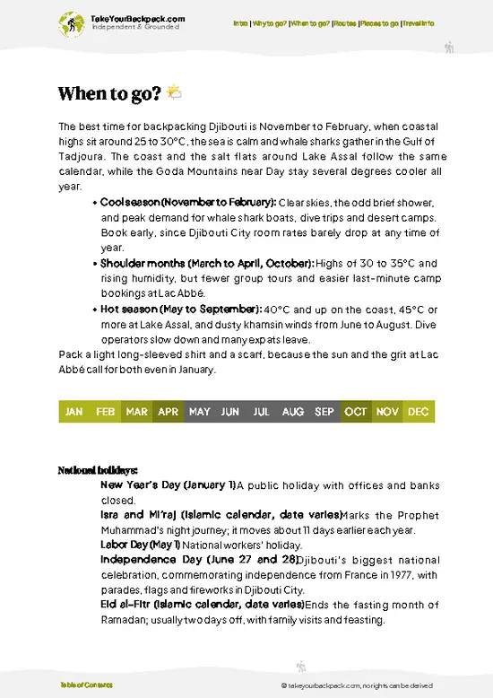 example page 3 from our offline Travel Guide for Djibouti
